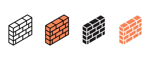 Brick wall icon vector. Construction symbol for masonry work, home building, and architectural structure set. Vector Illustration.