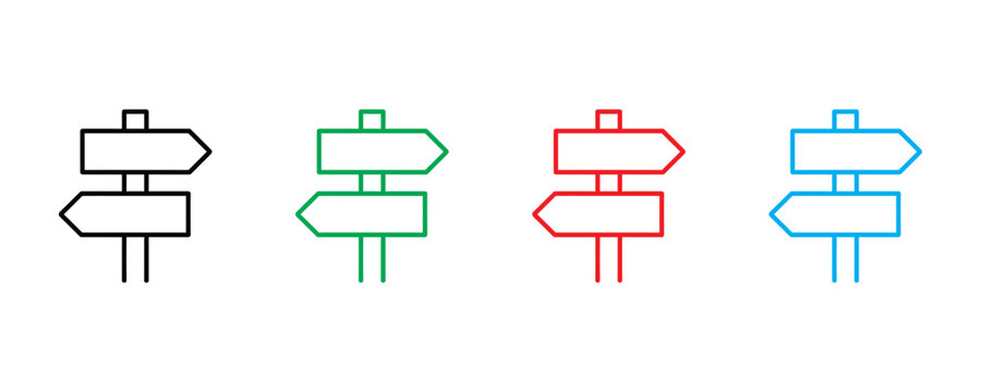 Directional signpost icon vector. Navigation symbol for crossroads, road guide, and outdoor pathfinding set. Vector Illustration.