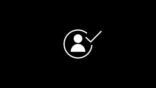 checked user profile account approved icon.Profile icon animation with tick mark concept.