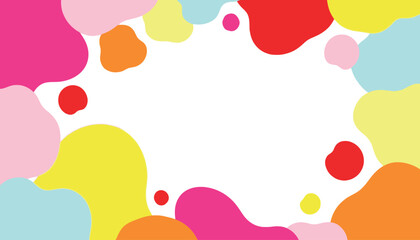 A vibrant and colorful abstract background with various shapes and sizes of colorful blobs on a white canvas