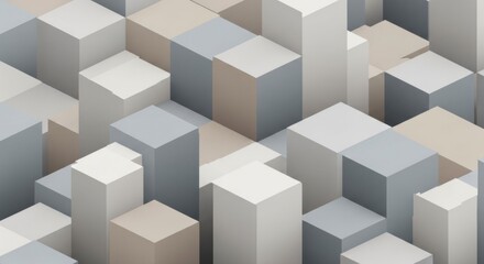Obraz premium Abstract geometric background with 3D cubes in muted pastel colors, isometric perspective