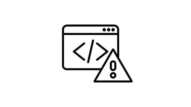 Simple Line Animation. Coding Error on Alpha Channel. Programming and Software Development Animation for Web, App, and Technology Video. 4K Animation
