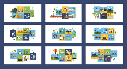 A colorful infographic illustration for a social media carousel featuring a child and family icons, symbolizing tourism comeback and resilience on Global Tourism Resilience Day with a world