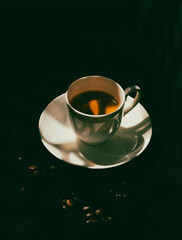 minimalist still life of a white porcelain espresso cup