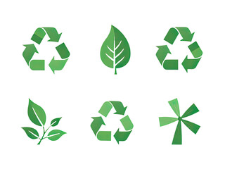 Obraz premium Four green recycling symbols on a white background