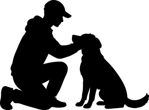 Caring Moment &ndash; Person Petting Dog Silhouette.