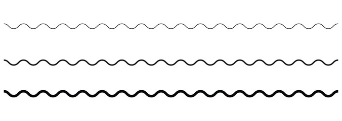  Wave line ,wavy pattern and squiggly horizontal curvy lines. Vector illustration.Vector black underlines, smooth end squiggly horizontal curvy squiggles on white background.