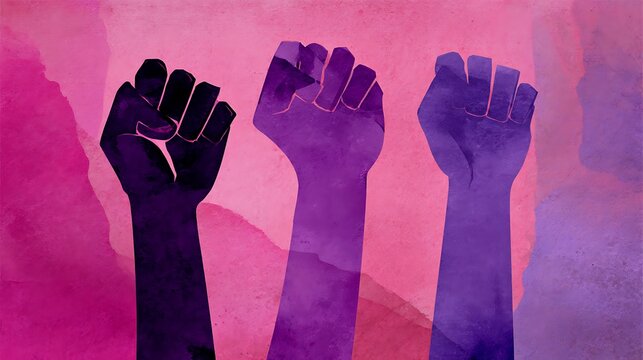 Empowerment three fists raised high