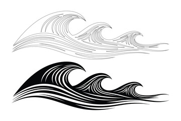 Fototapeta premium Ocean Waves: Stylized Design, Water, Sea