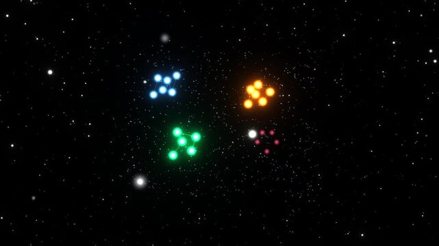 Celestial Constellation Map with Twinkling Stars and Connecting Lines Appearing in Night Sky - 4K Astronomy Animation