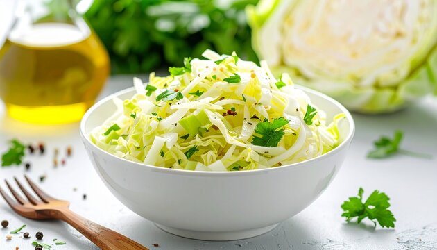 Frischer Wei&szlig;kohlsalat mit Essig und &Ouml;l