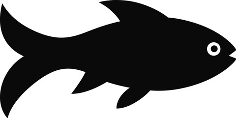 Obraz premium Black fish silhouette with white eye and background 1
