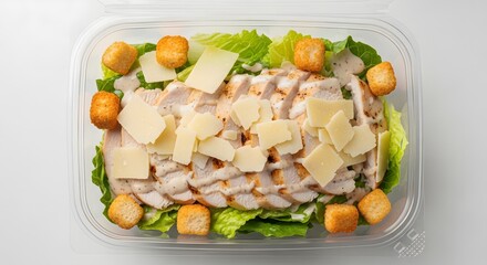 Delicious Chicken Salad Meal Prep, Healthy Eating, Kitchen, Food Photography, Bright Environment, Top-Down View, Nutritious Lifestyle