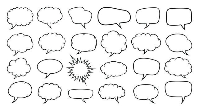 Collection of Comic Book Speech and Thought Bubbles