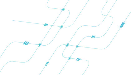Obraz premium Minimalist digital circuit background, abstract blue network lines on white, futuristic technology data flow pattern for corporate web design