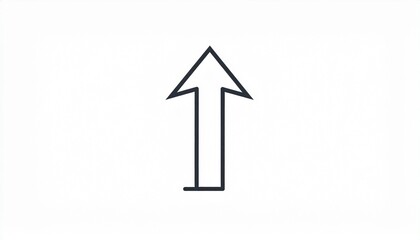 Fototapeta premium Minimalist upward arrow icon isolated on white background vector growth symbol