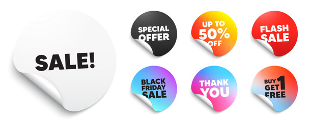 Fototapeta premium Sale sticker tag. Special offer paper price tags. Sale promotion tag. Special offer price sign. Advertising Discounts symbol. Discount, black friday sticker. Promo banner. Vector