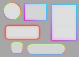 Neon Gradient Frame Shapes Collection, Glowing UI Borders and Modern Highlight Elements