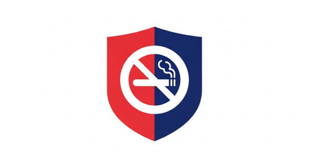 Naklejka premium No smoking sign with red and blue shield background