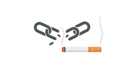 Obraz premium Breaking free from smoking addiction concept with chain links shattering and cigarette