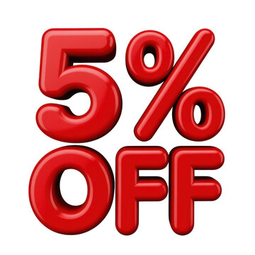 Red 5 percent off discount sign red discount sign sale isolated on a transparent background