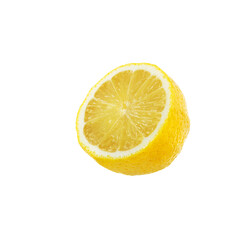 Lemon slice. Half of  lemon citrus fruit isolated on white