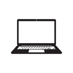 Laptop computer with blank screen and keyboard  office technology