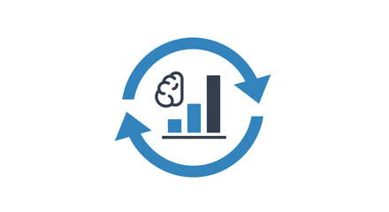 Obraz premium Brain with bar chart graph cycle.