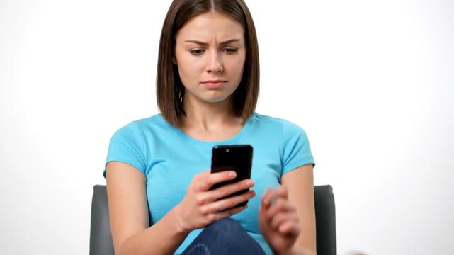 Angry young woman reacting to bad news on smartphone