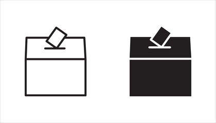 Voting ballot box icon set,  Election Vote concept, Simple line design for web site, logo, app, UI, Vector illustration