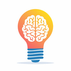 Illustration of a light bulb with a human brain inside, symbolizing innovation and bright ideas for the future of technology and science