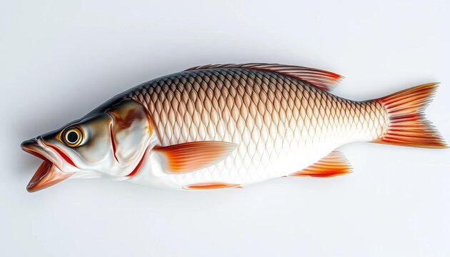 Freshly caught cod fish, raw and ready for preparation, showcasing its scales and natural texture on a simple background,  market,  aquatic life
