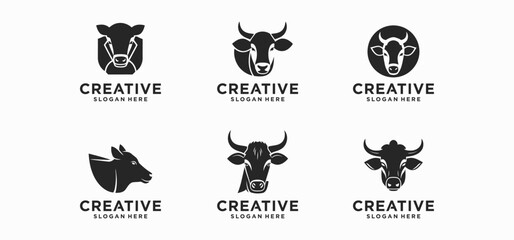 Obraz premium Modern dairy cow logo vector illustration isolated on white background
