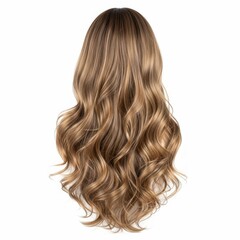 Naklejka premium Long curly human hair wig with natural highlights and volume