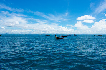 Phi Phi Islands Near Phuket Thailand. Beautiful landscape Limestone rock formations on Andaman Sea, Turquoise clear blue and green water