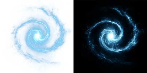 Blue Cosmic Spiral Vortex With Glowing Energy Core
