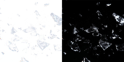 Frozen Crystal Pieces Explosion With High Speed Energy Impact