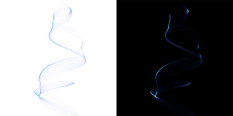 Blue Abstract Helical Light Ribbon With Glowing Spiral Lines On Black Background