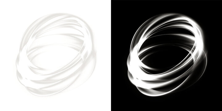 Golden Abstract Twisted Light Rings With Soft Glow On Black Background