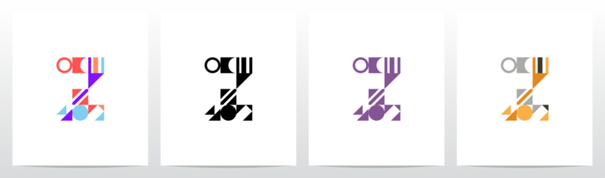 Geometric Shape Combination Mosaic Tiling Composition Letter Initial Logo Design Z