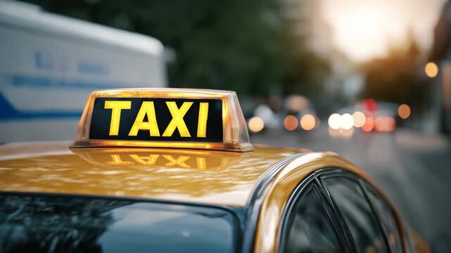 Yellow Taxi Light in City Traffic

