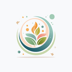 Fototapeta premium Abstract Emblematic Plant and Swirls Logo Design