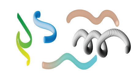 Abstract Colorful Curved Shape Collection Vector Set, Modern Gradient Swoosh Elements, 3D Flowing Brush Strokes, Creative Design Assets for Logo, Branding, Background and Digital Art Projects