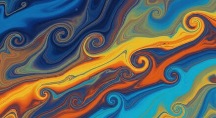 Obraz premium Vibrant swirls of abstract fluid art in mesmerizing blue and orange hues