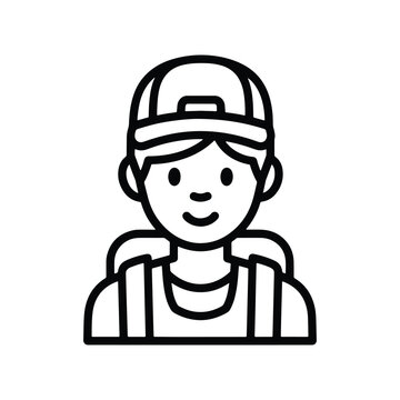 A person wearing cap and backpack denoting vector of traveler in modern style