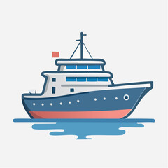 Obraz premium Luxury Yacht Sailing on Calm Blue Water - Vector Illustration