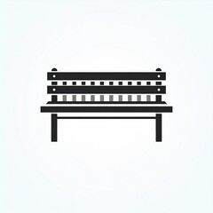 Fototapeta premium Modern black metal bench isolated on white background minimalist design outdoor seating