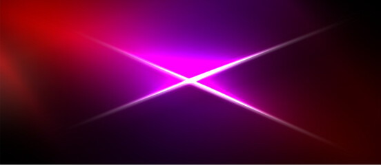 Vibrant pink light burst radiates from center. Dark background creates dramatic contrast, intense glow visible. © antishock