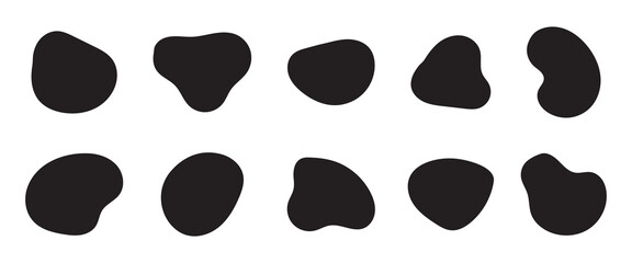 Fototapeta premium Abstract freeform collection. Abstract organic blob shapes in black colors for backgrounds and modern creative design. Blob shapes colorful collection isolated vector design.