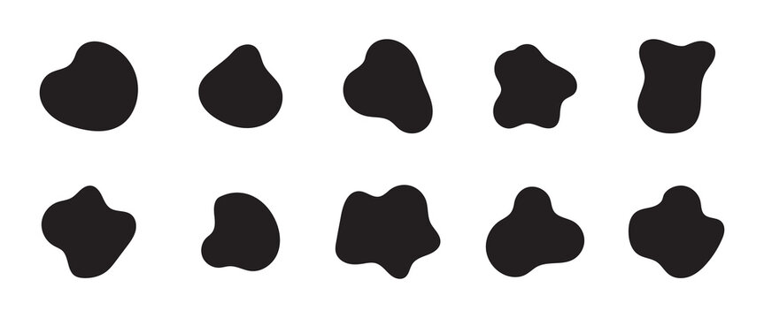 Abstract freeform collection. Abstract organic blob shapes in black colors for backgrounds and modern creative design. Blob shapes colorful collection isolated vector design.